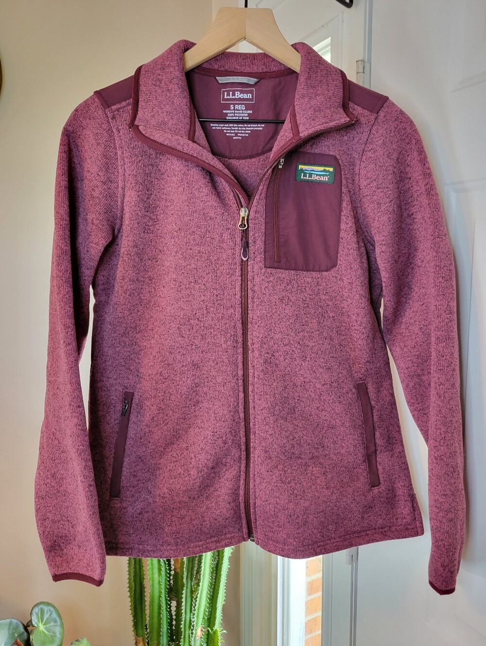 L.L. Bean Womens Sweater Fleece Full-Zip Plum Purple Jacket, Size Small